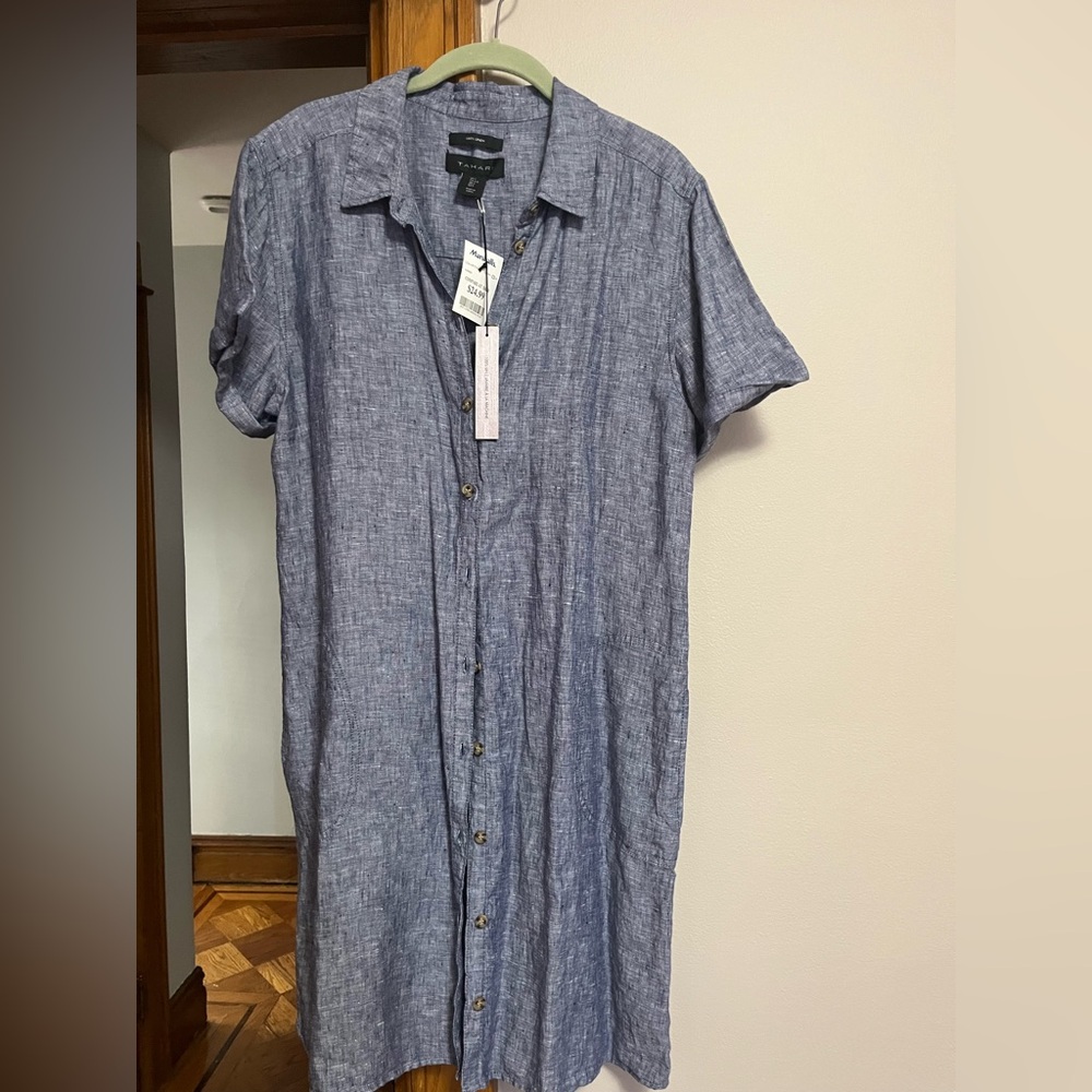 Tahari Blue Button-Down Dress